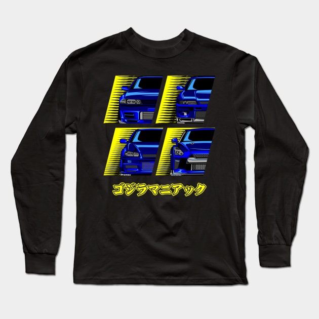 GTR All Front Compilation Blue Long Sleeve T-Shirt by aredie19